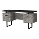  Monarch I 7632 Computer Desk - Black/Grey Concrete/Silver Metal IMAGE 1