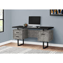  Monarch I 7632 Computer Desk - Black/Grey Concrete/Silver Metal IMAGE 2