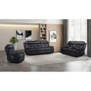  Mazin Furniture Laconia 9629BLK-3PW Power Double Reclining Sofa with Power Footrest, Black Leather IMAGE 6