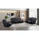  Mazin Furniture Laconia 9629BLK-3PW Power Double Reclining Sofa with Power Footrest, Black Leather IMAGE 7