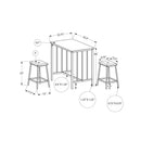  Monarch I 1144 3Pcs Counter Height Dinette - Grey Top/Black Metal IMAGE 4